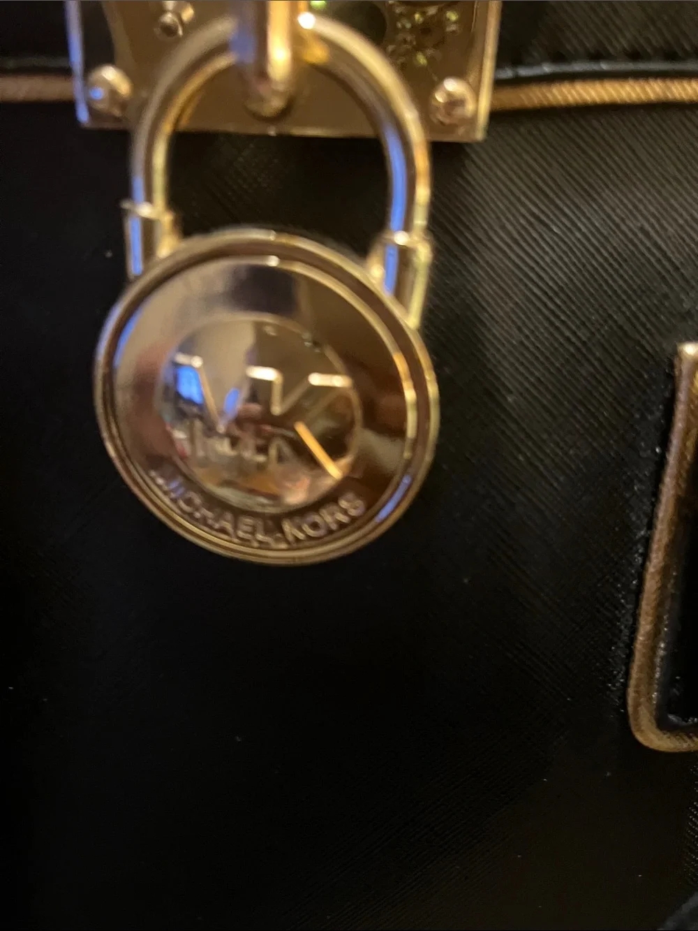 🤩🤩Michael Kors Black Satchel with Gold Trim and Lock